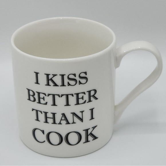 Home‎ Essentials White Ceramic Coffee Mug I Kiss Better Than I Cook Printed - Picture 6 of 10
